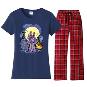 Zombie Trick Or Treat Spooky Halloween Women's Flannel Pajama Set