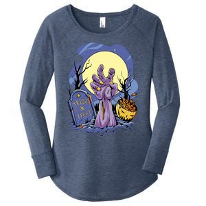 Zombie Trick Or Treat Spooky Halloween Women's Perfect Tri Tunic Long Sleeve Shirt