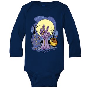 Zombie Trick Or Treat Spooky Halloween Baby Long Sleeve Bodysuit