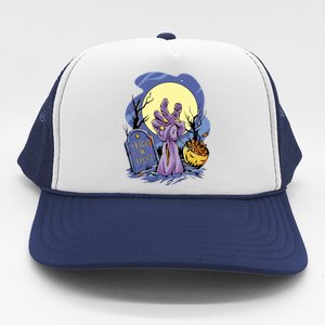 Zombie Trick Or Treat Spooky Halloween Trucker Hat