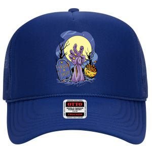 Zombie Trick Or Treat Spooky Halloween High Crown Mesh Back Trucker Hat