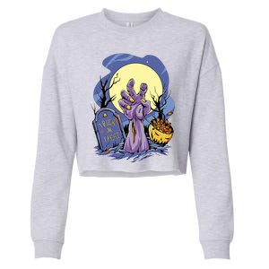 Zombie Trick Or Treat Spooky Halloween Cropped Pullover Crew