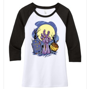 Zombie Trick Or Treat Spooky Halloween Women's Tri-Blend 3/4-Sleeve Raglan Shirt