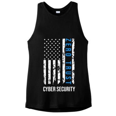 Zero Trust Us Flag Cyber Security Hacking Hacker Developer Funny Gift Ladies PosiCharge Tri-Blend Wicking Tank