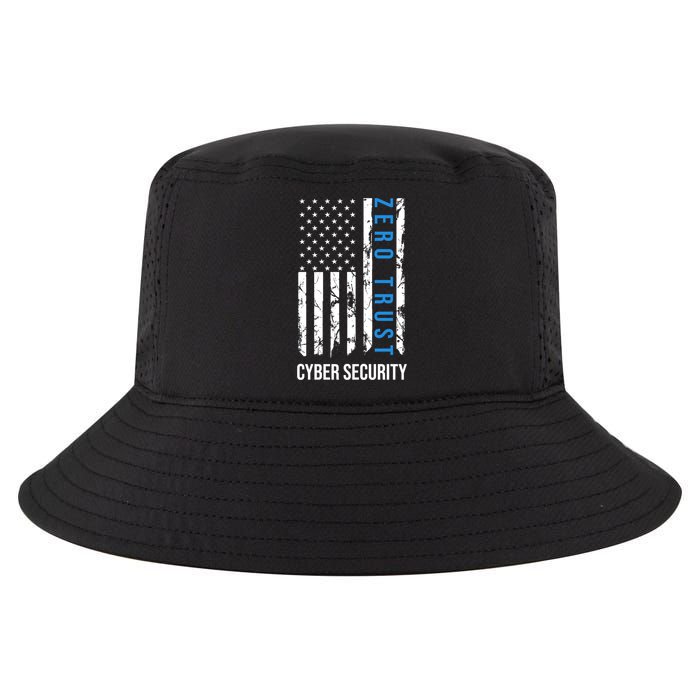 Zero Trust Us Flag Cyber Security Hacking Hacker Developer Funny Gift Cool Comfort Performance Bucket Hat