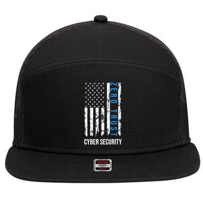 Zero Trust Us Flag Cyber Security Hacking Hacker Developer Funny Gift 7 Panel Mesh Trucker Snapback Hat