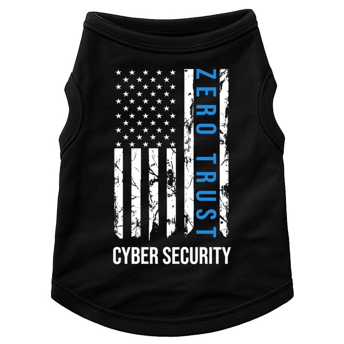 Zero Trust Us Flag Cyber Security Hacking Hacker Developer Funny Gift Doggie Tank