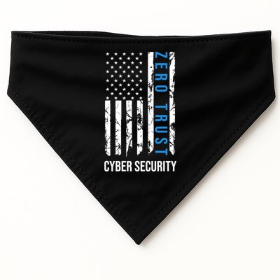 Zero Trust Us Flag Cyber Security Hacking Hacker Developer Funny Gift USA-Made Doggie Bandana