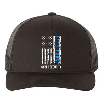 Zero Trust Us Flag Cyber Security Hacking Hacker Developer Funny Gift Yupoong Adult 5-Panel Trucker Hat