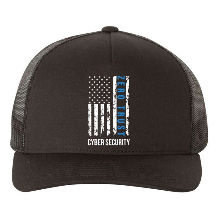 Zero Trust Us Flag Cyber Security Hacking Hacker Developer Funny Gift Yupoong Adult 5-Panel Trucker Hat