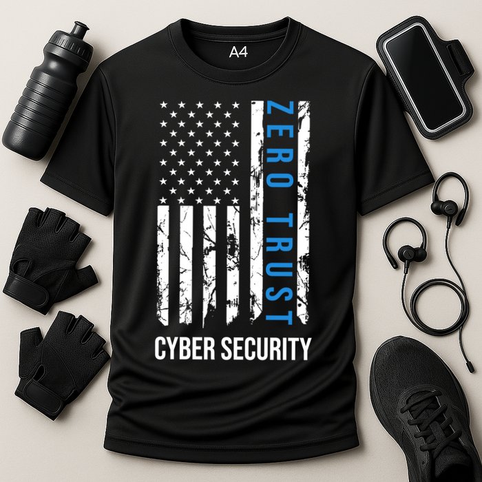 Zero Trust Us Flag Cyber Security Hacking Hacker Developer Funny Gift Performance Shirt