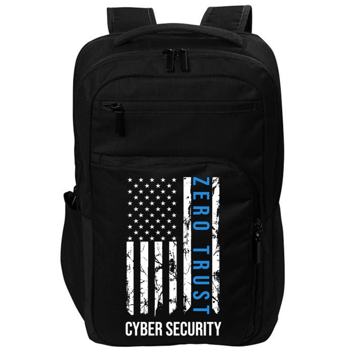 Zero Trust Us Flag Cyber Security Hacking Hacker Developer Funny Gift Impact Tech Backpack