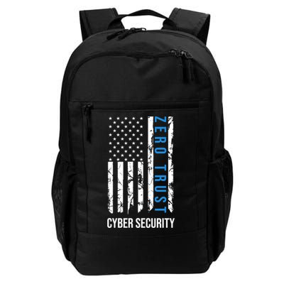 Zero Trust Us Flag Cyber Security Hacking Hacker Developer Funny Gift Daily Commute Backpack