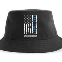 Zero Trust Us Flag Cyber Security Hacking Hacker Developer Funny Gift Sustainable Bucket Hat