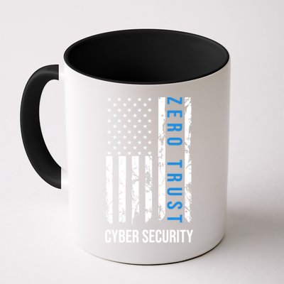 Zero Trust Us Flag Cyber Security Hacking Hacker Developer Funny Gift Coffee Mug