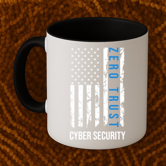 Zero Trust Us Flag Cyber Security Hacking Hacker Developer Funny Gift Coffee Mug