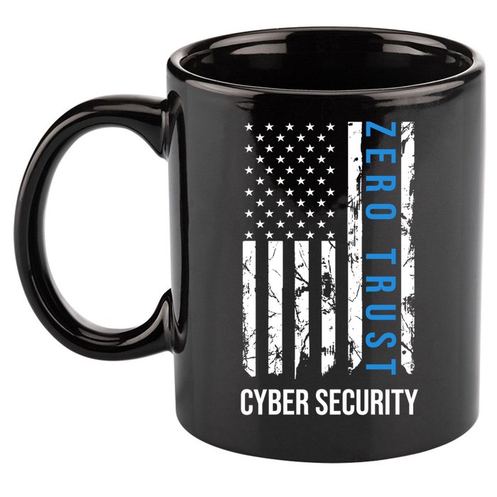 Zero Trust Us Flag Cyber Security Hacking Hacker Developer Funny Gift 11oz C Handle Ceramic Mug