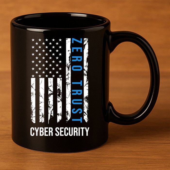 Zero Trust Us Flag Cyber Security Hacking Hacker Developer Funny Gift 11oz C Handle Ceramic Mug