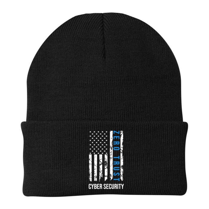 Zero Trust Us Flag Cyber Security Hacking Hacker Developer Funny Gift Knit Cap Winter Beanie