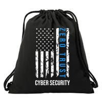 Zero Trust Us Flag Cyber Security Hacking Hacker Developer Funny Gift Drawstring Bag