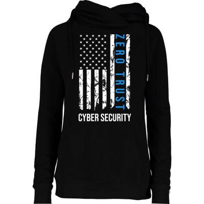 Zero Trust Us Flag Cyber Security Hacking Hacker Developer Funny Gift Womens Funnel Neck Pullover Hood