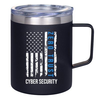 Zero Trust Us Flag Cyber Security Hacking Hacker Developer Funny Gift 12oz Stainless Steel Coffee Mug