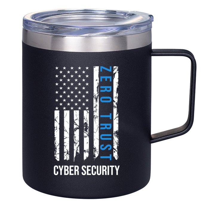 Zero Trust Us Flag Cyber Security Hacking Hacker Developer Funny Gift 12oz Stainless Steel Coffee Mug