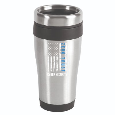 Zero Trust Us Flag Cyber Security Hacking Hacker Developer Funny Gift 16oz Travel Tumbler