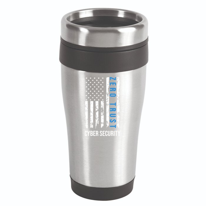 Zero Trust Us Flag Cyber Security Hacking Hacker Developer Funny Gift 16oz Travel Tumbler
