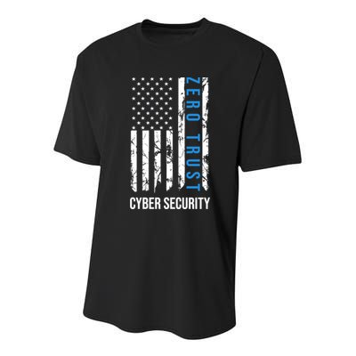 Zero Trust Us Flag Cyber Security Hacking Hacker Developer Funny Gift Youth Performance Sprint T-Shirt
