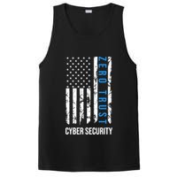 Zero Trust Us Flag Cyber Security Hacking Hacker Developer Funny Gift PosiCharge Competitor Tank