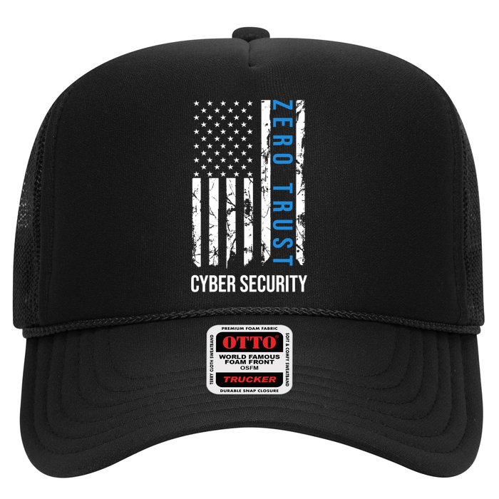 Zero Trust Us Flag Cyber Security Hacking Hacker Developer Funny Gift Trucker Hat