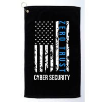 Zero Trust Us Flag Cyber Security Hacking Hacker Developer Funny Gift Golf Towel
