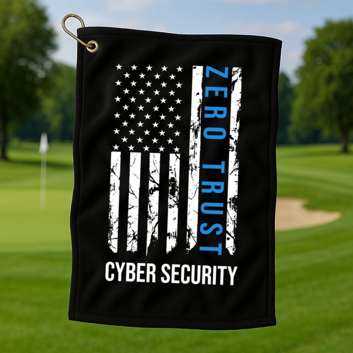 Zero Trust Us Flag Cyber Security Hacking Hacker Developer Funny Gift Golf Towel