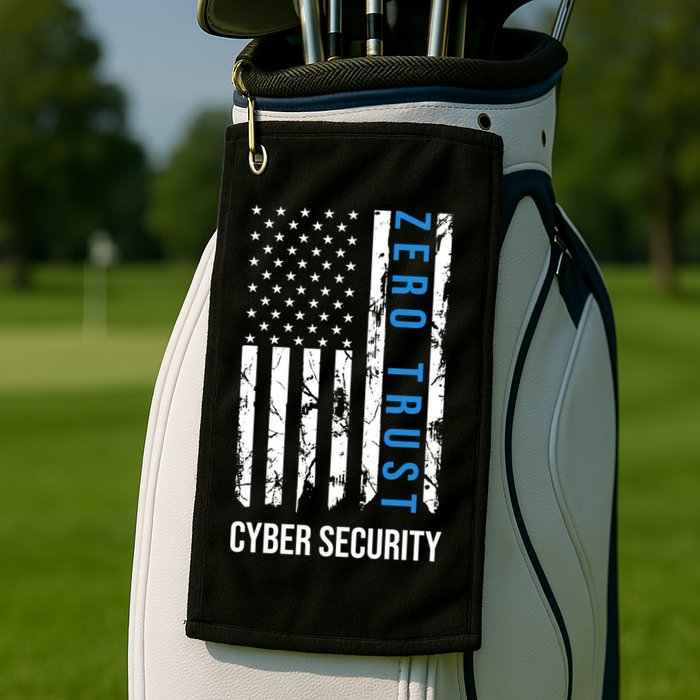 Zero Trust Us Flag Cyber Security Hacking Hacker Developer Funny Gift Golf Towel