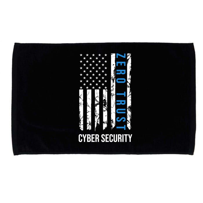 Zero Trust Us Flag Cyber Security Hacking Hacker Developer Funny Gift Microfiber Hand Towel