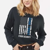 Zero Trust Us Flag Cyber Security Hacking Hacker Developer Funny Gift Cropped Pullover Crew