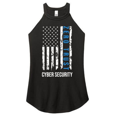 Zero Trust Us Flag Cyber Security Hacking Hacker Developer Funny Gift Women's Perfect Tri Rocker Tank