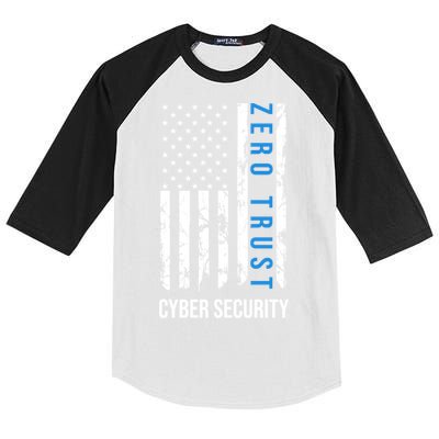 Zero Trust Us Flag Cyber Security Hacking Hacker Developer Funny Gift Kids Colorblock Raglan Jersey