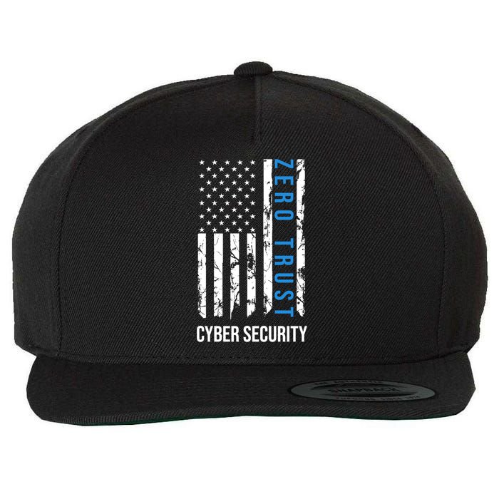 Zero Trust Us Flag Cyber Security Hacking Hacker Developer Funny Gift Wool Snapback Cap