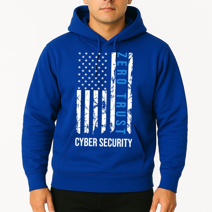 Zero Trust Us Flag Cyber Security Hacking Hacker Developer Funny Gift Hoodie