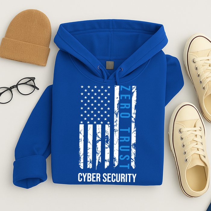 Zero Trust Us Flag Cyber Security Hacking Hacker Developer Funny Gift Hoodie