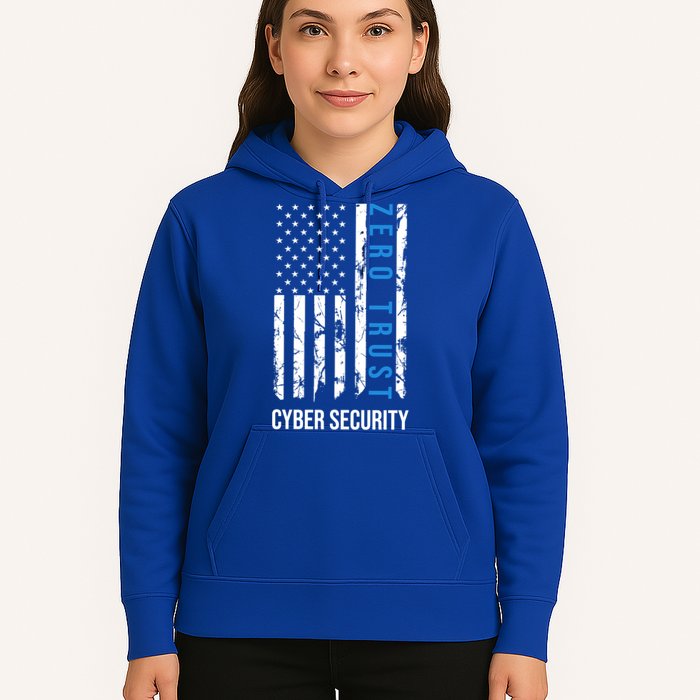 Zero Trust Us Flag Cyber Security Hacking Hacker Developer Funny Gift Hoodie