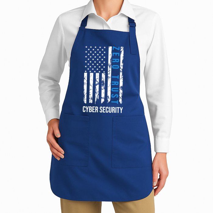 Zero Trust Us Flag Cyber Security Hacking Hacker Developer Funny Gift Apron