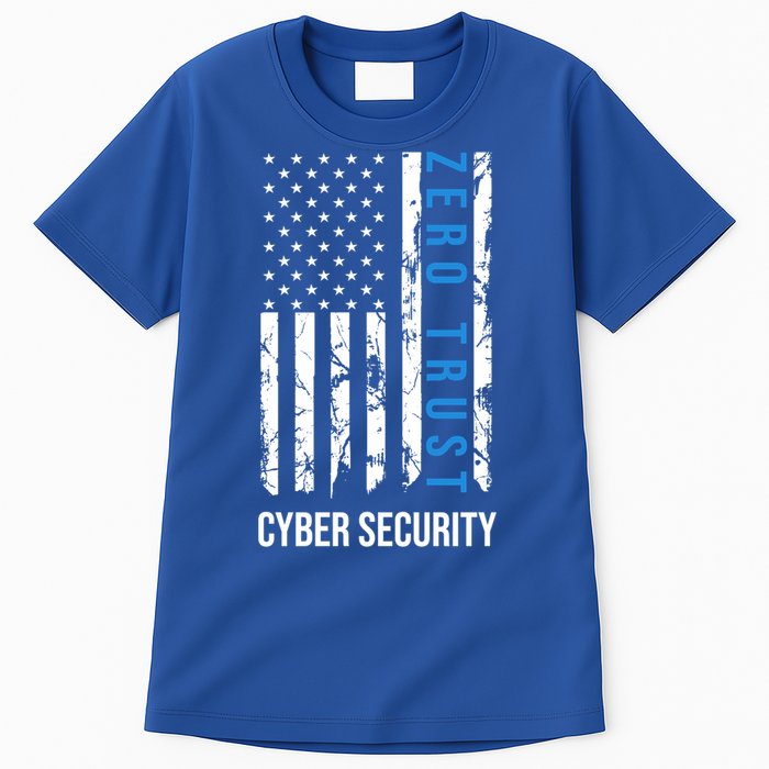 Zero Trust Us Flag Cyber Security Hacking Hacker Developer Funny Gift Tall T-Shirt