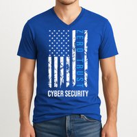 Zero Trust Us Flag Cyber Security Hacking Hacker Developer Funny Gift V-Neck T-Shirt