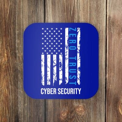 Zero Trust Us Flag Cyber Security Hacking Hacker Developer Funny Gift Coaster