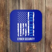 Zero Trust Us Flag Cyber Security Hacking Hacker Developer Funny Gift Coaster