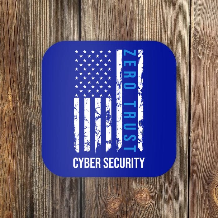Zero Trust Us Flag Cyber Security Hacking Hacker Developer Funny Gift Coaster