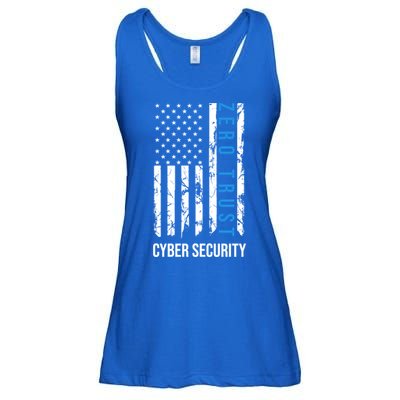 Zero Trust Us Flag Cyber Security Hacking Hacker Developer Funny Gift Ladies Essential Flowy Tank